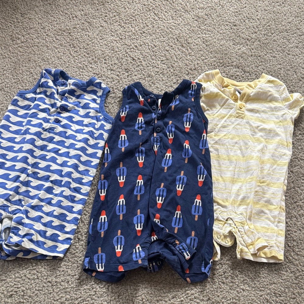 Hanna Andersson Toddler One-Piece Romper Set - Navy, Blue, Yellow, White